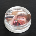 Photograph Circle Paperweight - Molded Glass